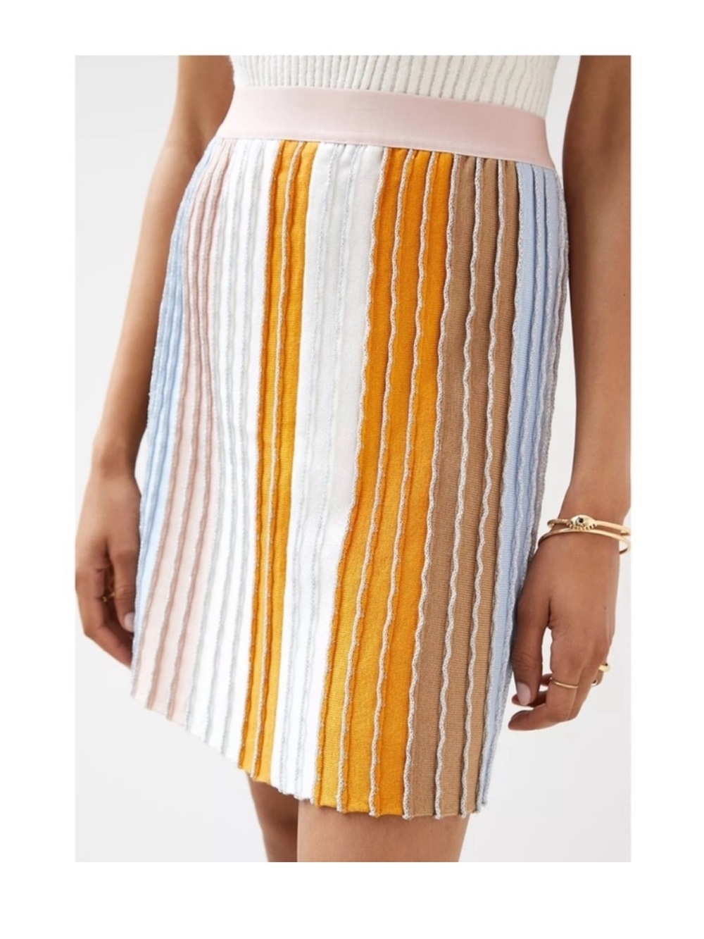 Anthropologie Eva Franco Metallic knit skirt size Large